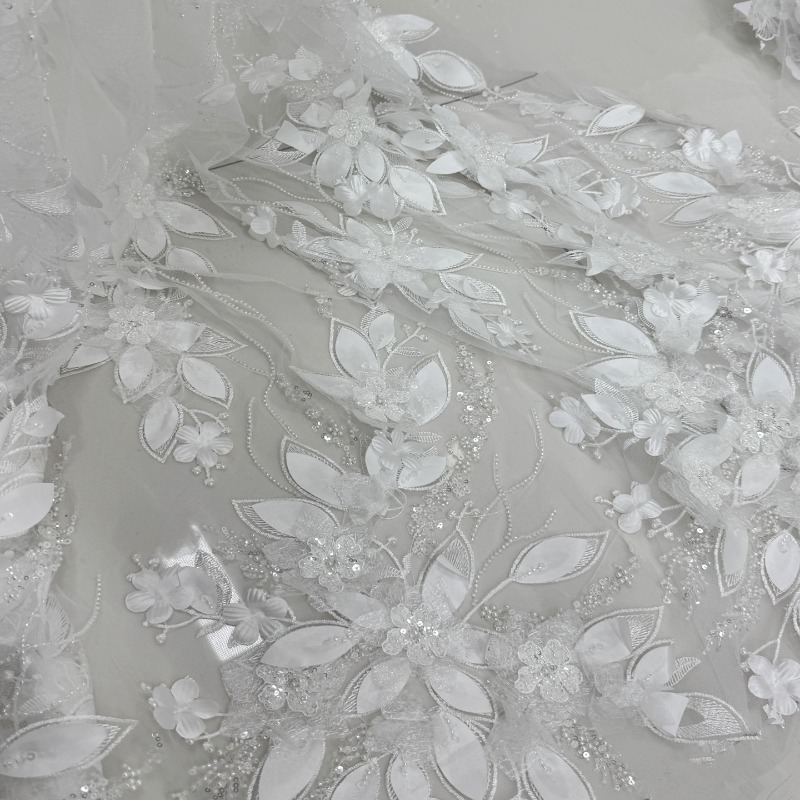 Embroidery Net Dress - Kain renda bunga 3D berpayet tebal