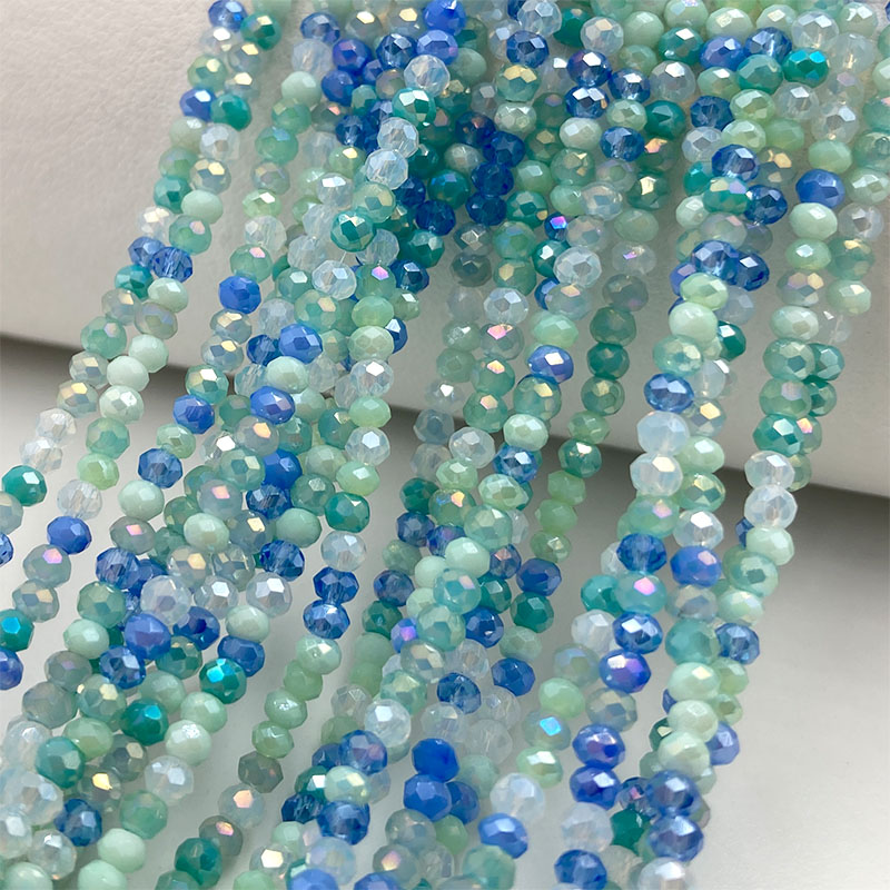 Embroidery Glass Beads - Manik-manik Kristal 2mm warna campuran manik-manik