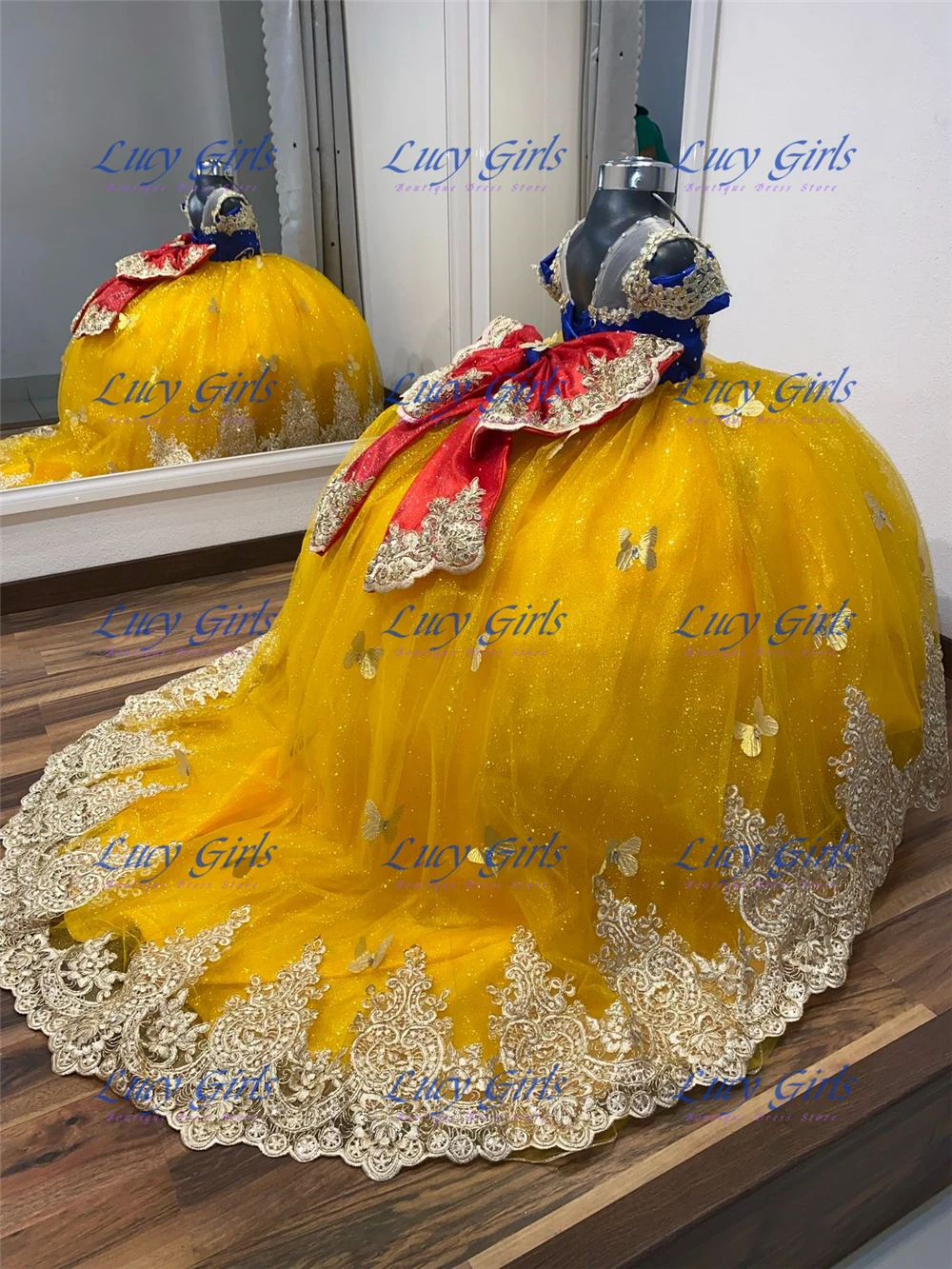 Embroidery Yellow Flower - Gaun Gadis Bunga Cantik dengan Aplikasi