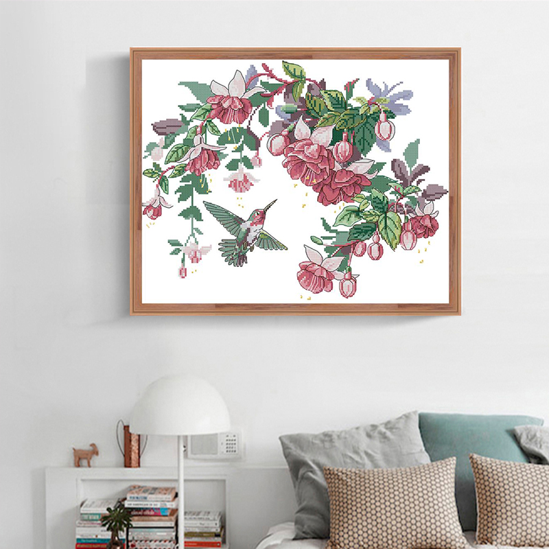 Embroidery Cross Stitch Patterns - Seni Burung Kolibri (2) Kit Jahit