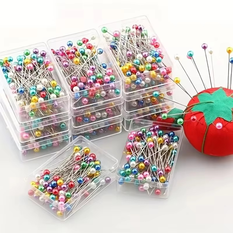 Embroidery Glass Beads - 100Pcs Jarum Jahit Fashion Berwarna Kepala