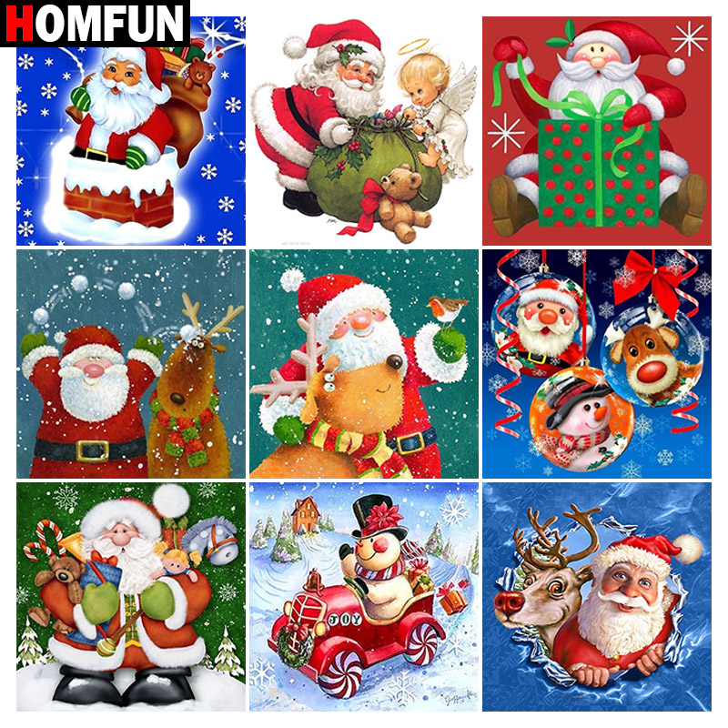 Embroidery Cross Stitch Patterns - HOMFUN Lukisan Berlian Persegi Penuh/Berlian Bulat