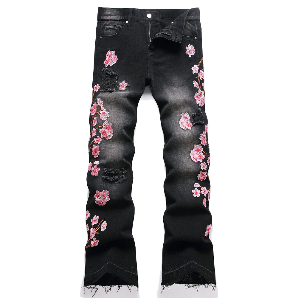 Embroidery Jeans Sakura - Jeans Denim Bordir Sakura Pria Celana
