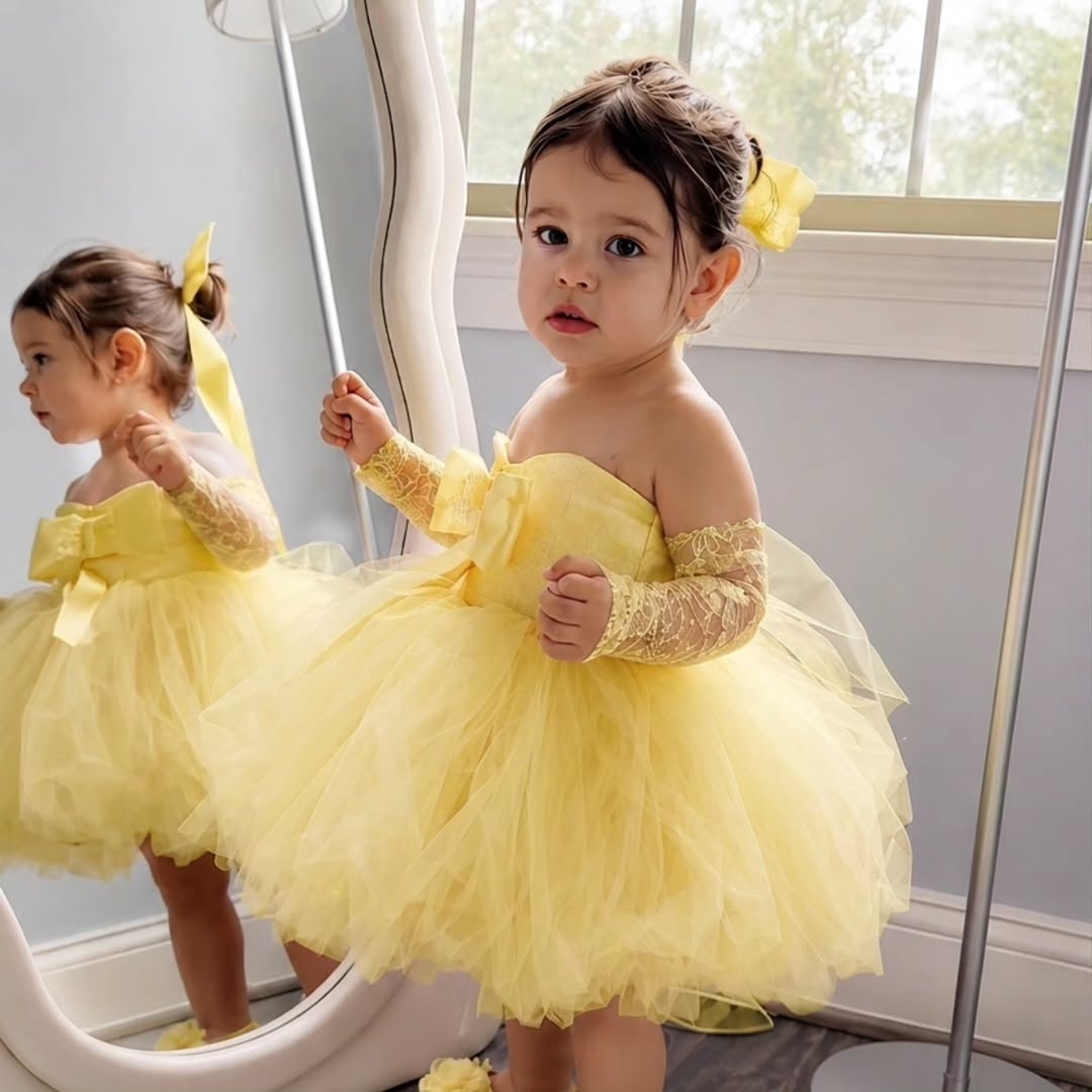 Gaun Putri Bunga Kuning untuk  - Embroidery Yellow Flower ulasan dan harga