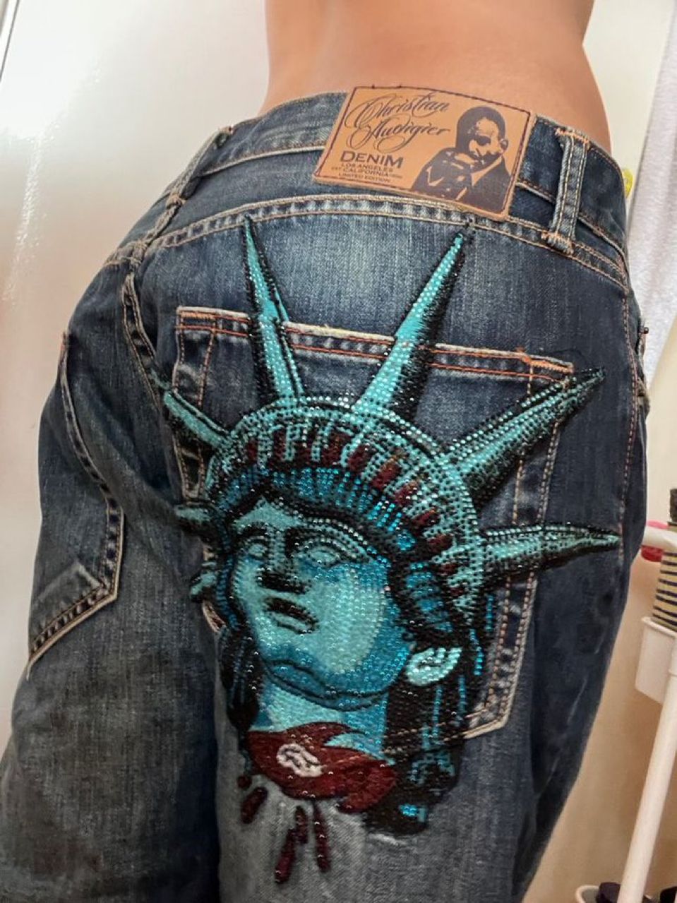 Celana Jeans Kasual Y2k 2000-a - Embroidery Jeans Sakura ulasan dan harga