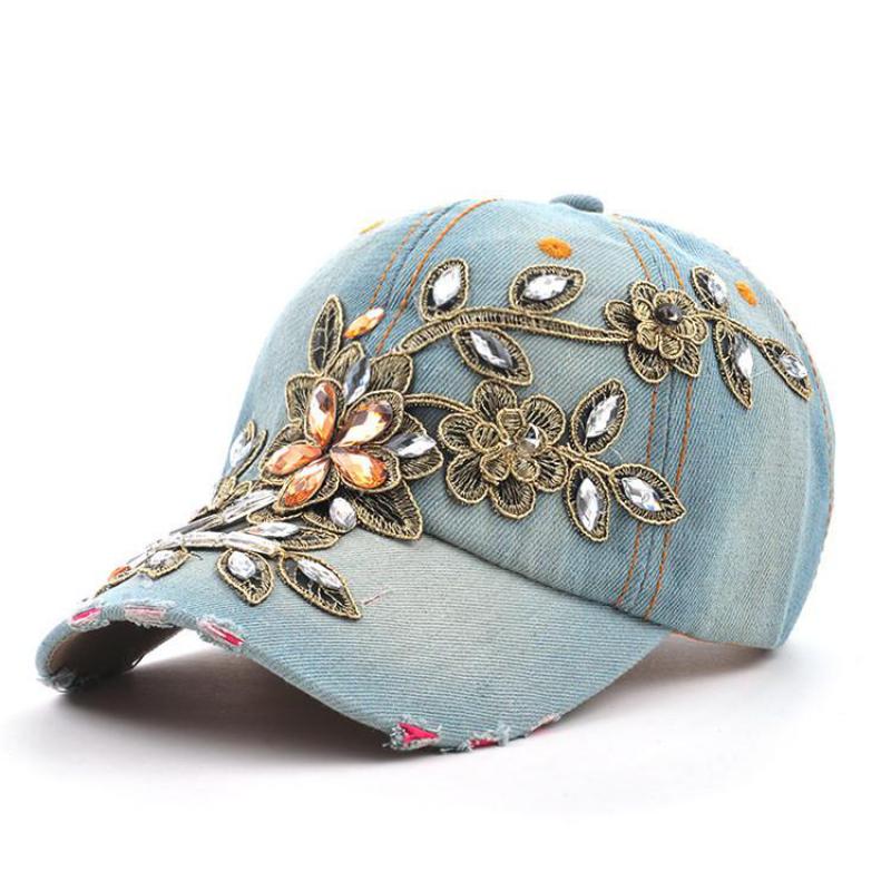 COKK topi bisbol wanita, Snapb - Embroidery Jeans Sakura ulasan dan harga