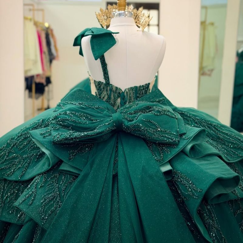 Gaun Quinceanera Hijau Meksiko - Embroidery Glass Beads ulasan dan harga