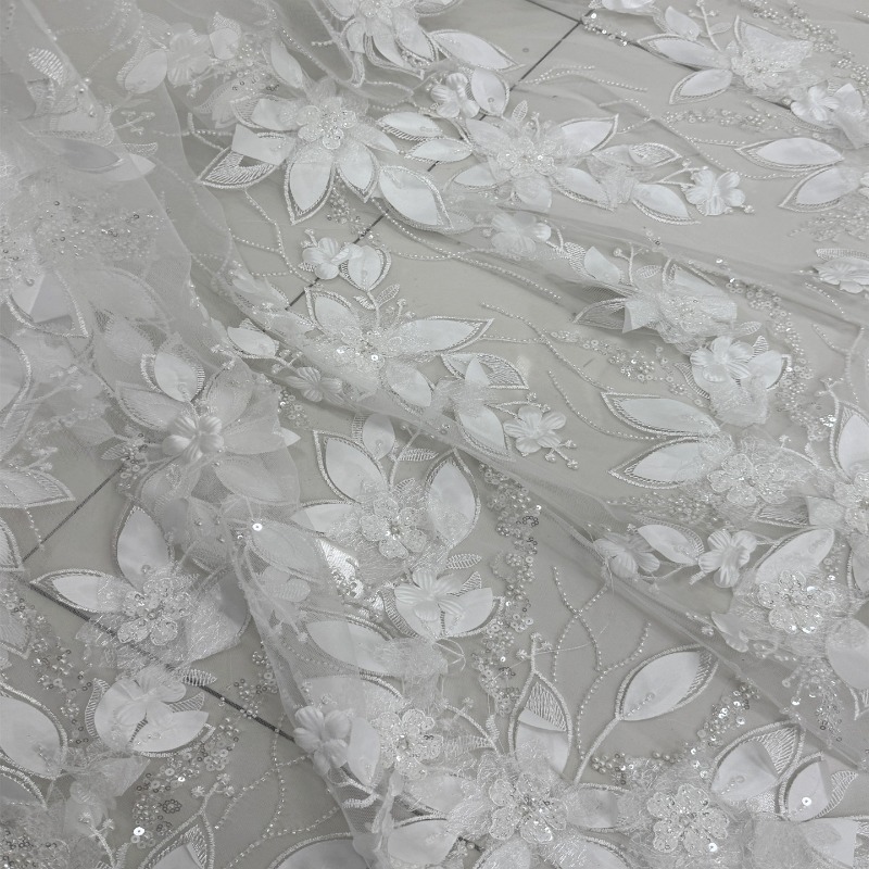 Kain renda bunga 3D berpayet t - Embroidery Net Dress ulasan dan harga