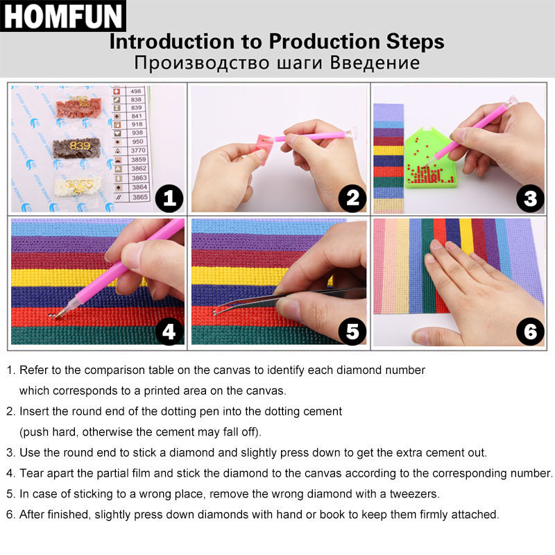 HOMFUN bordir berlian imitasi  - Embroidery Cross Stitch Patterns ulasan dan harga