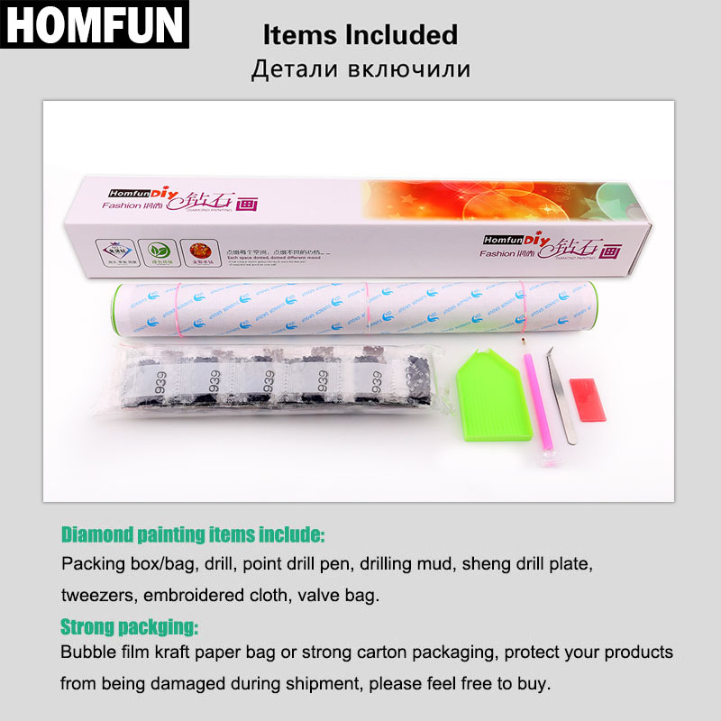 HOMFUN bordir berlian AB 