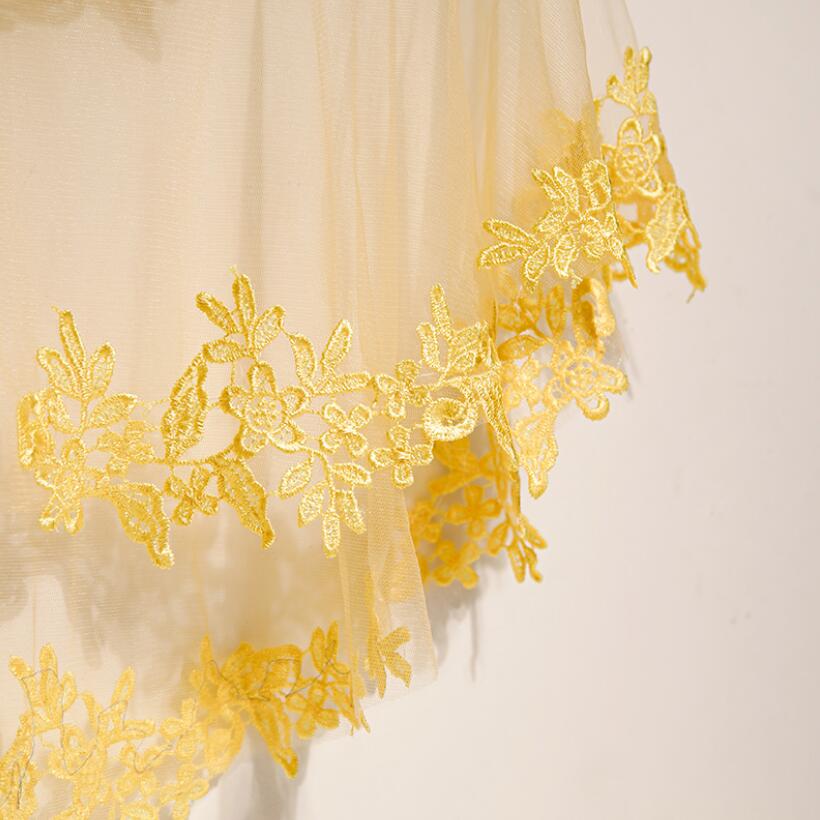 Pashmina Jaring Kuning Bordir  - Embroidery Yellow Flower ulasan dan harga