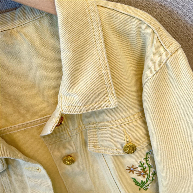 Jaket Denim Pendek Kuning Bord - Embroidery Yellow Flower ulasan dan harga