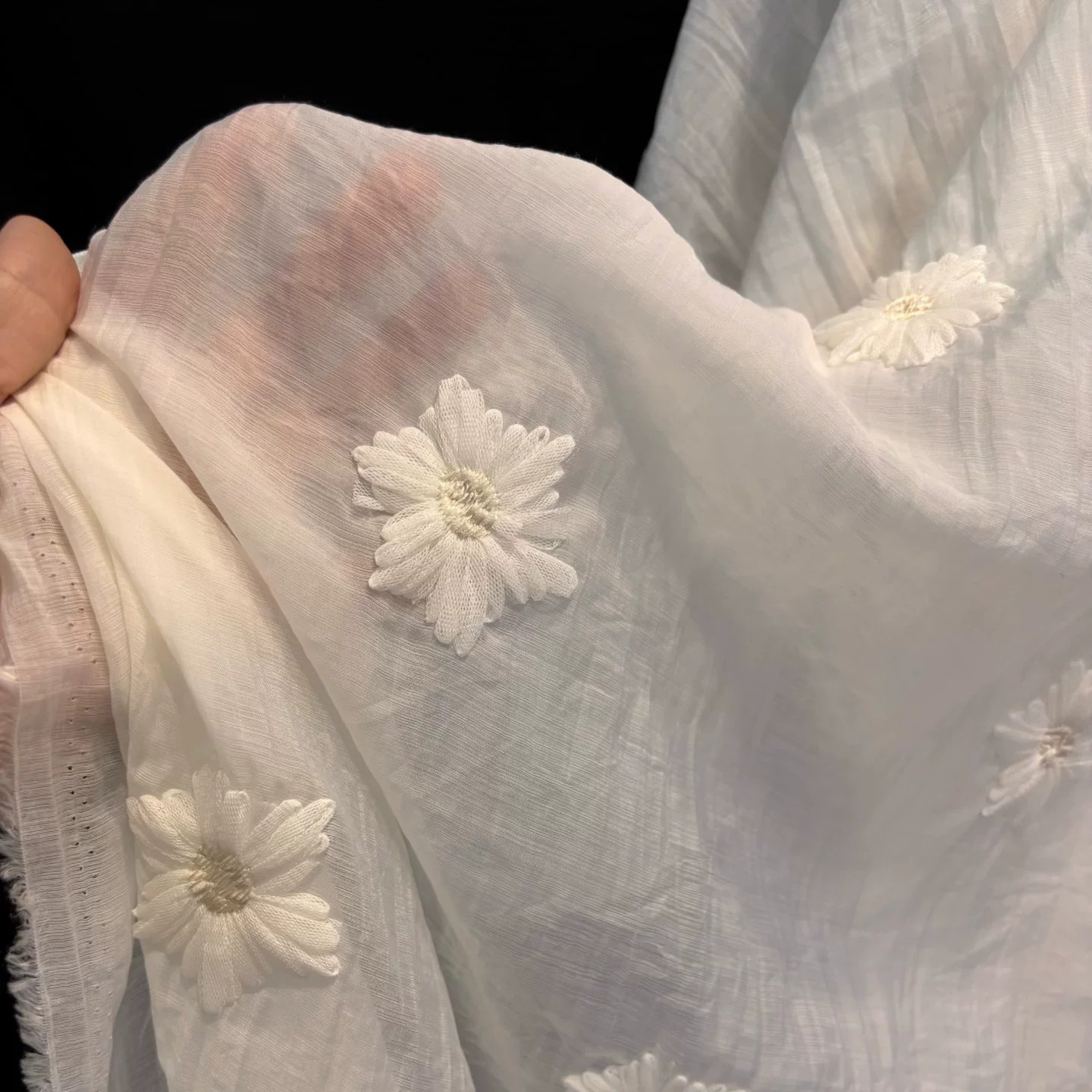 1 yard kain sifon dengan bordi - Embroidery Daisy ulasan dan harga