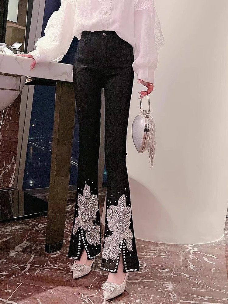 Celana jins wanita pinggang ti - Embroidery Jeans Sakura ulasan dan harga