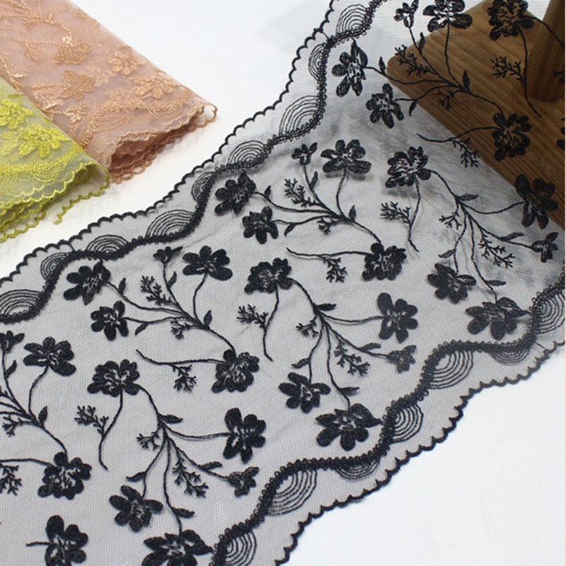41 yard Renda Bordir Bilateral - Embroidery Yellow Flower ulasan dan harga