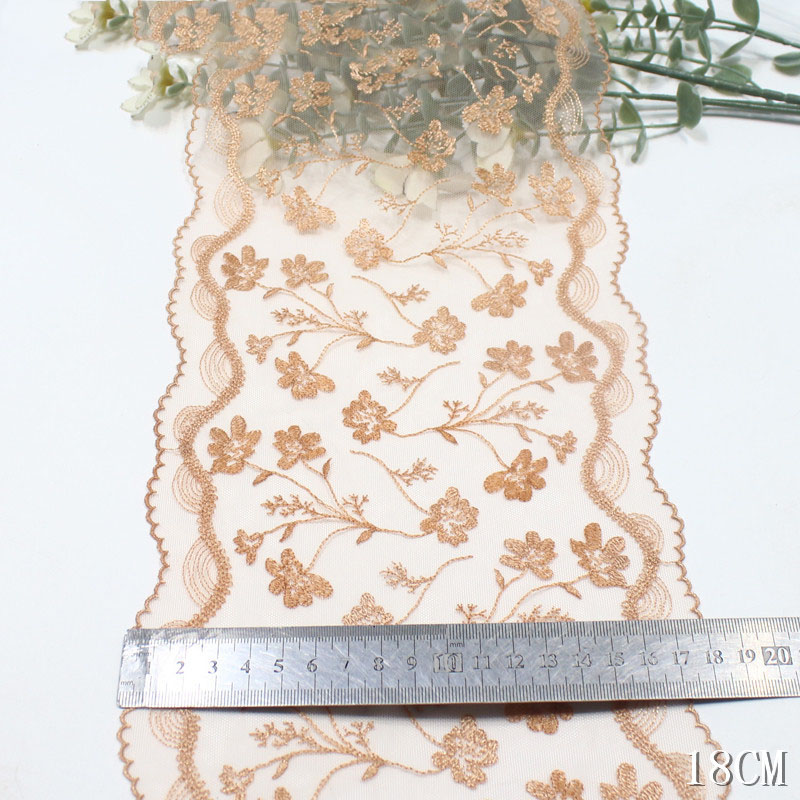 41 yard Renda Bordir Bilateral - Embroidery Yellow Flower ulasan dan harga