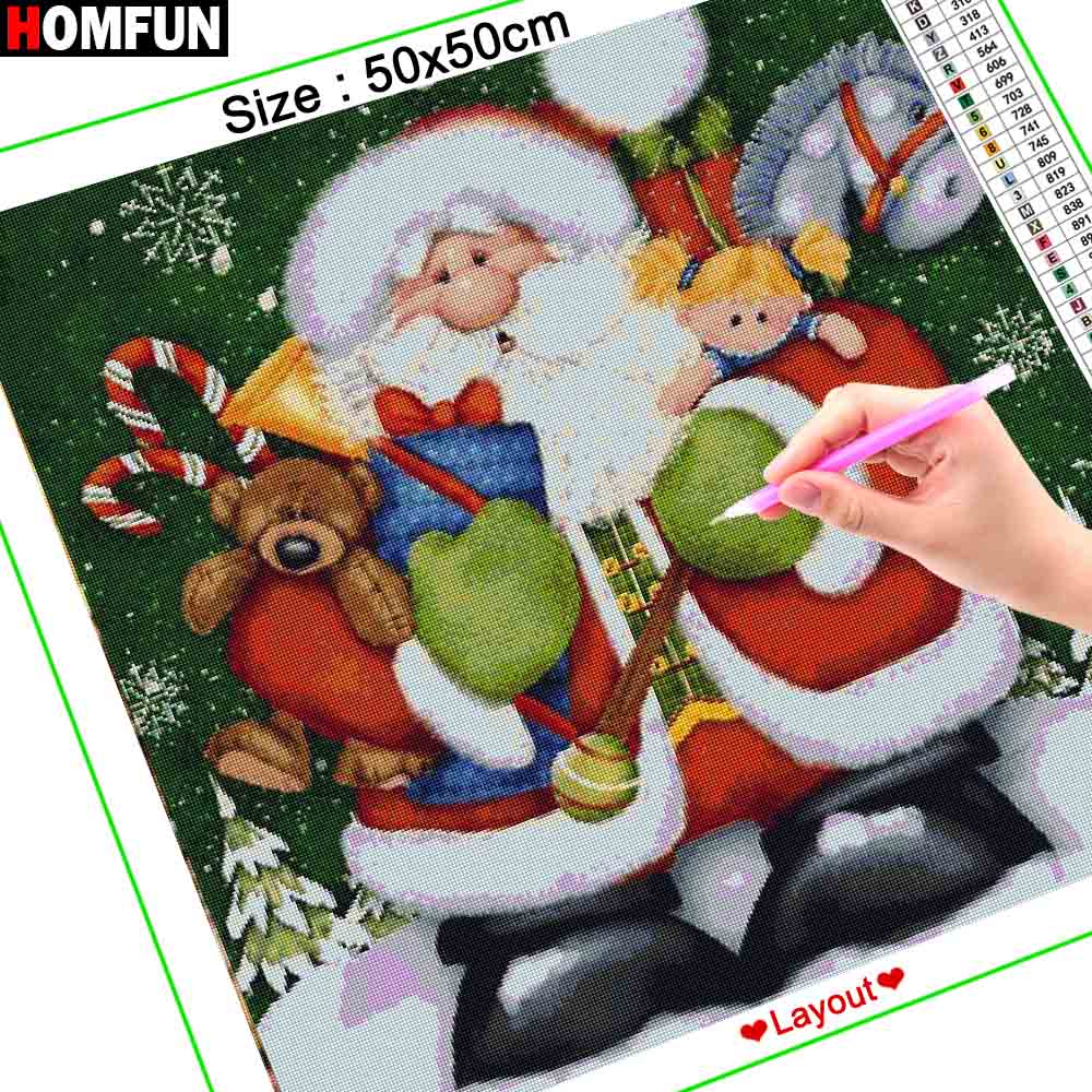HOMFUN Lukisan Berlian Persegi - Embroidery Cross Stitch Patterns ulasan dan harga