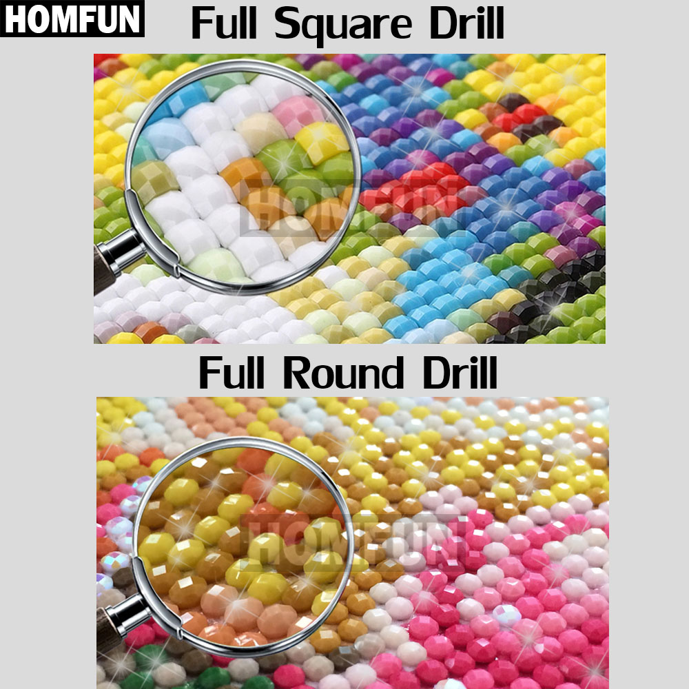 HOMFUN Lukisan Berlian Persegi - Embroidery Cross Stitch Patterns ulasan dan harga