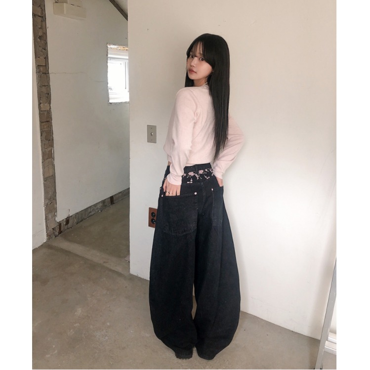 Celana Jeans Lengan Lebar Bord - Embroidery Jeans Sakura ulasan dan harga