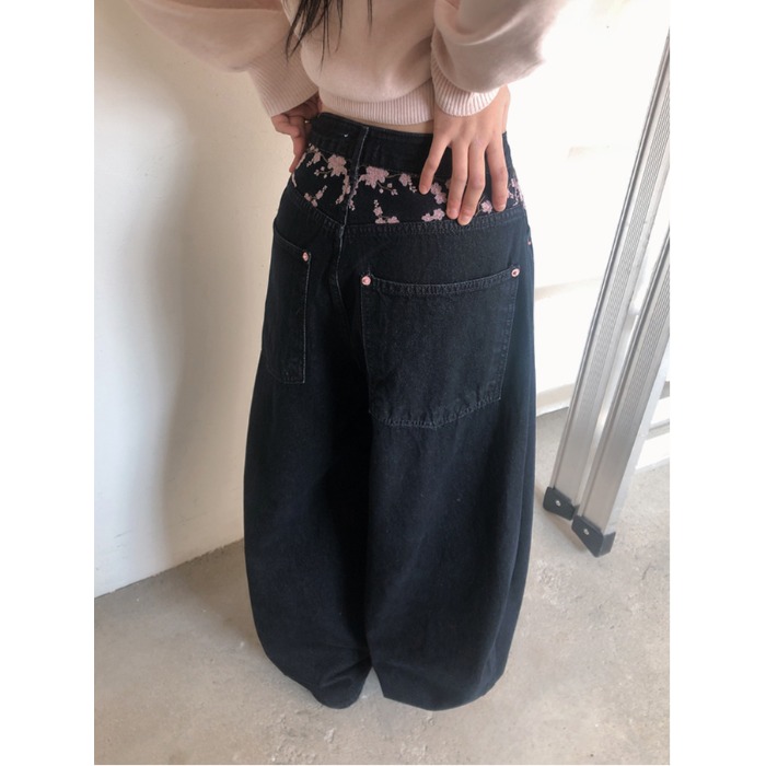 Celana Jeans Lengan Lebar Bord - Embroidery Jeans Sakura ulasan dan harga