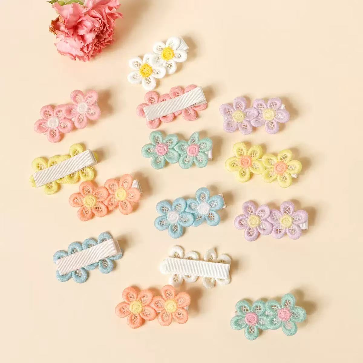 14 Buah Jepit Rambut Dekorasi  - Embroidery Daisy ulasan dan harga