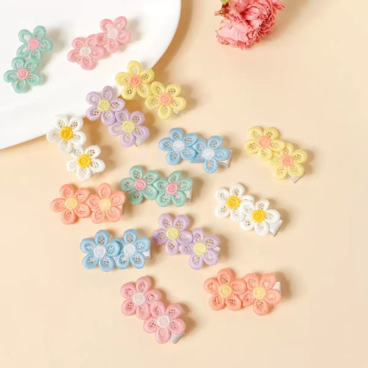 14 Buah Jepit Rambut Dekorasi  - Embroidery Daisy ulasan dan harga