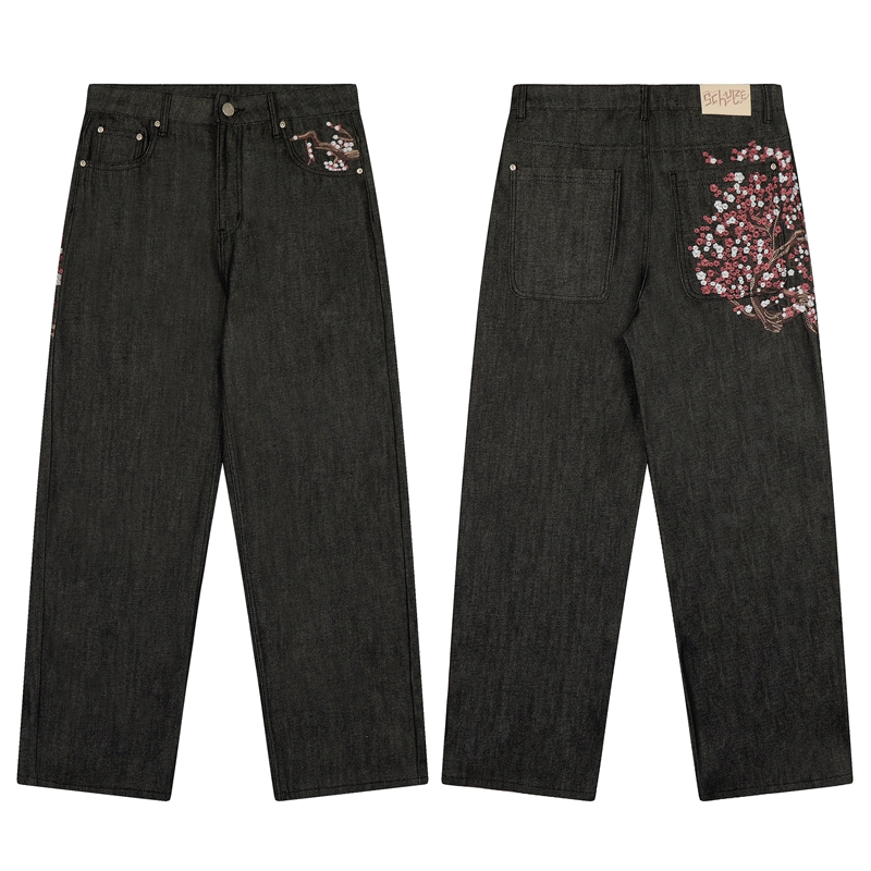 Celana Jeans Lurus Bordir Saku - Embroidery Jeans Sakura ulasan dan harga