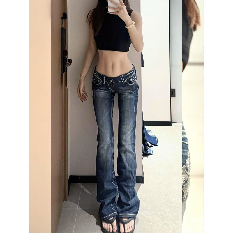 Celana Jeans Wanita Y2K Gothic - Embroidery Jeans Sakura ulasan dan harga