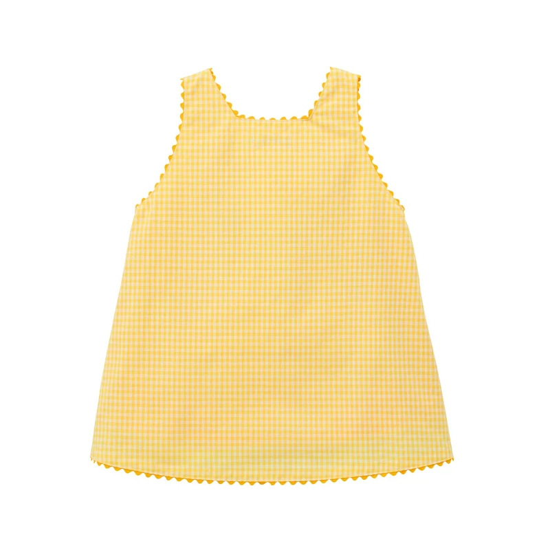 Gaun Overall Kotak-kotak Kelin - Embroidery Yellow Flower ulasan dan harga