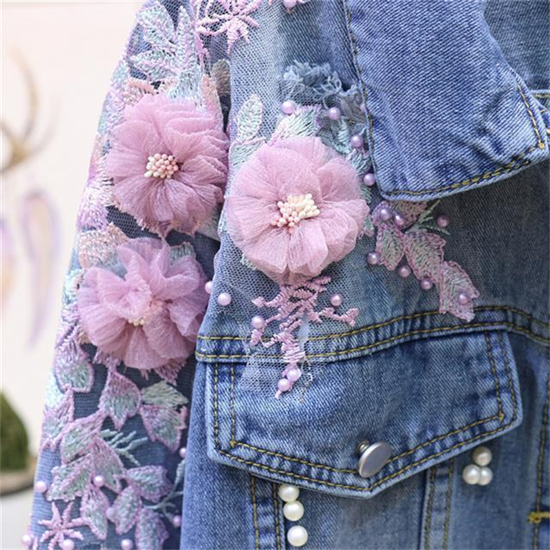 Jaket Pendek Denim Bordir Baru - Embroidery Jeans Sakura ulasan dan harga