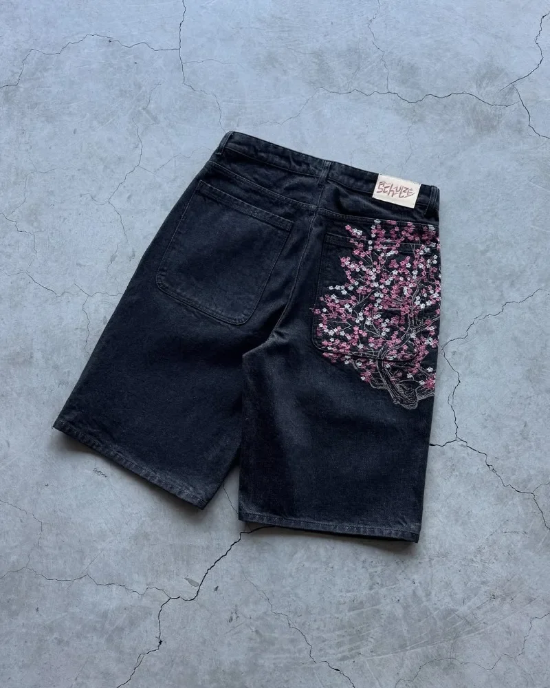 Celana Pendek Jeans Sakura Bor - Embroidery Jeans Sakura ulasan dan harga