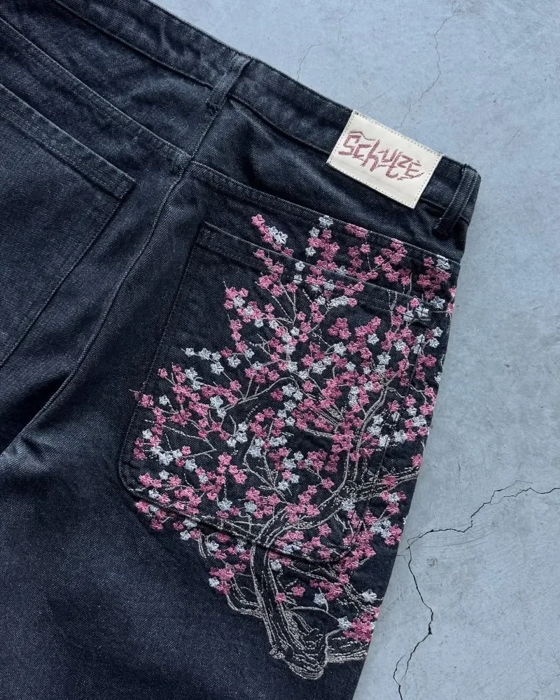 Celana Pendek Jeans Sakura Bor - Embroidery Jeans Sakura ulasan dan harga