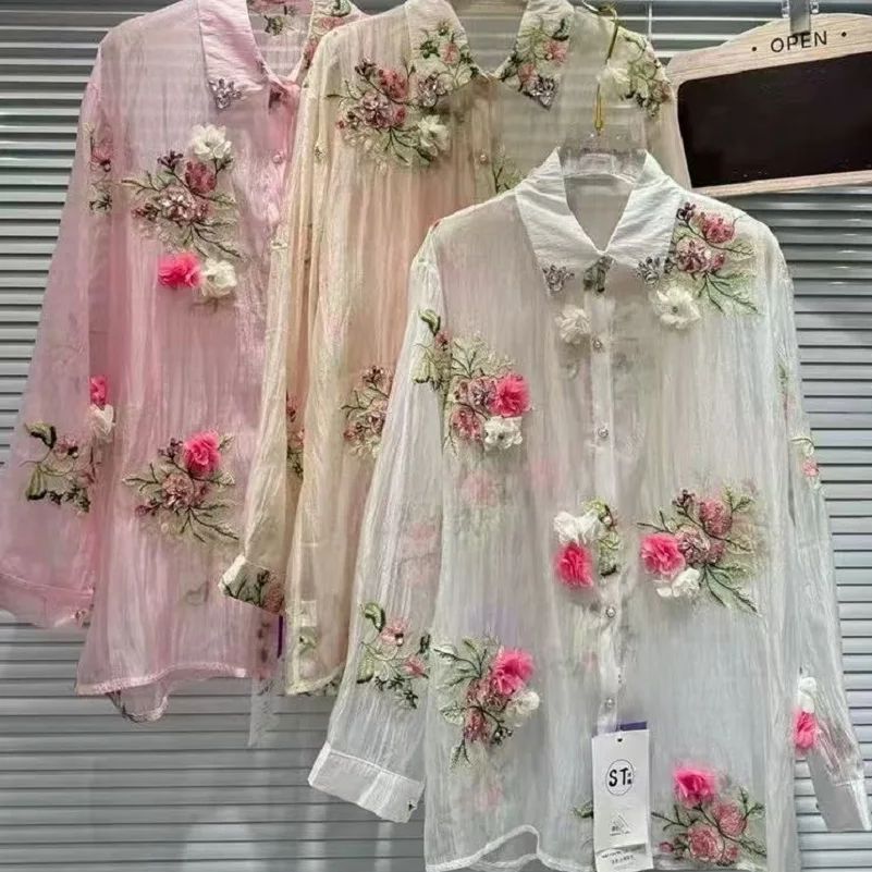 Kemeja Pesta Bordir Bunga Berl - Embroidery Daisy ulasan dan harga