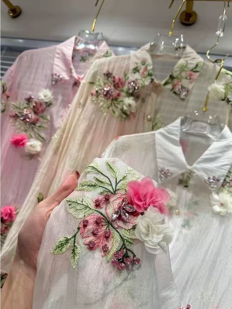 Kemeja Pesta Bordir Bunga Berl - Embroidery Daisy ulasan dan harga