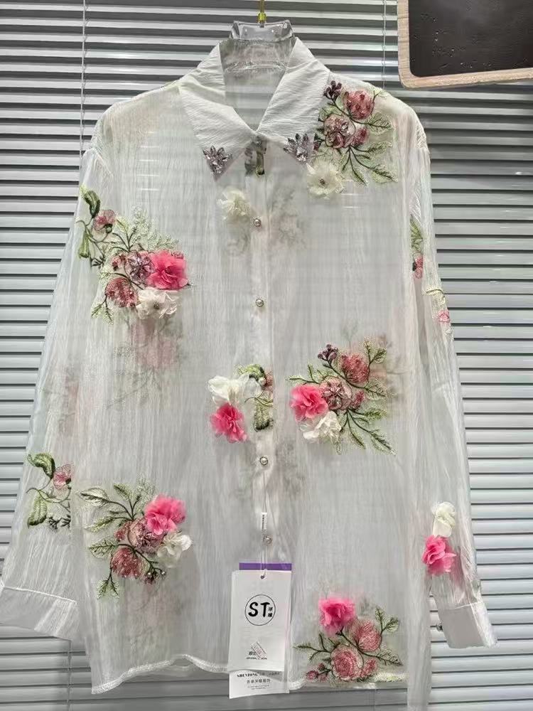 Kemeja Pesta Bordir Bunga Berl - Embroidery Daisy ulasan dan harga