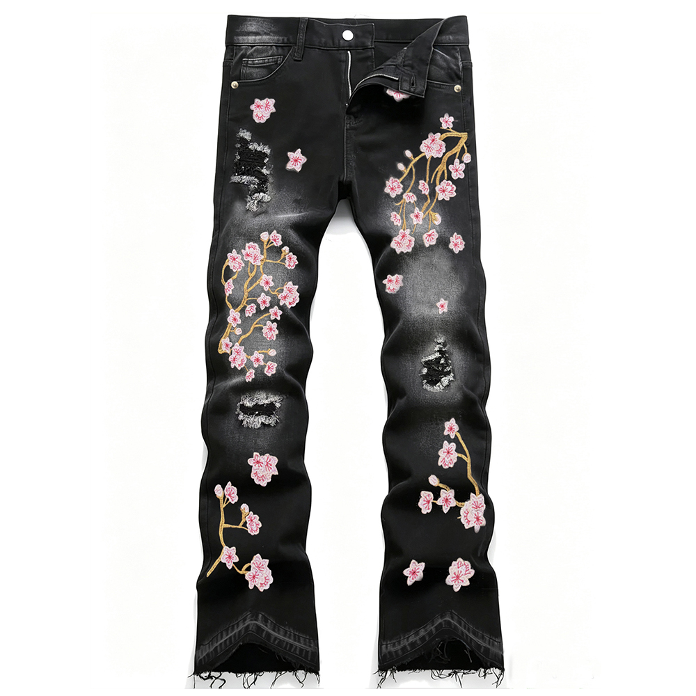 Celana Jeans Pria Model Bootcu - Embroidery Jeans Sakura ulasan dan harga